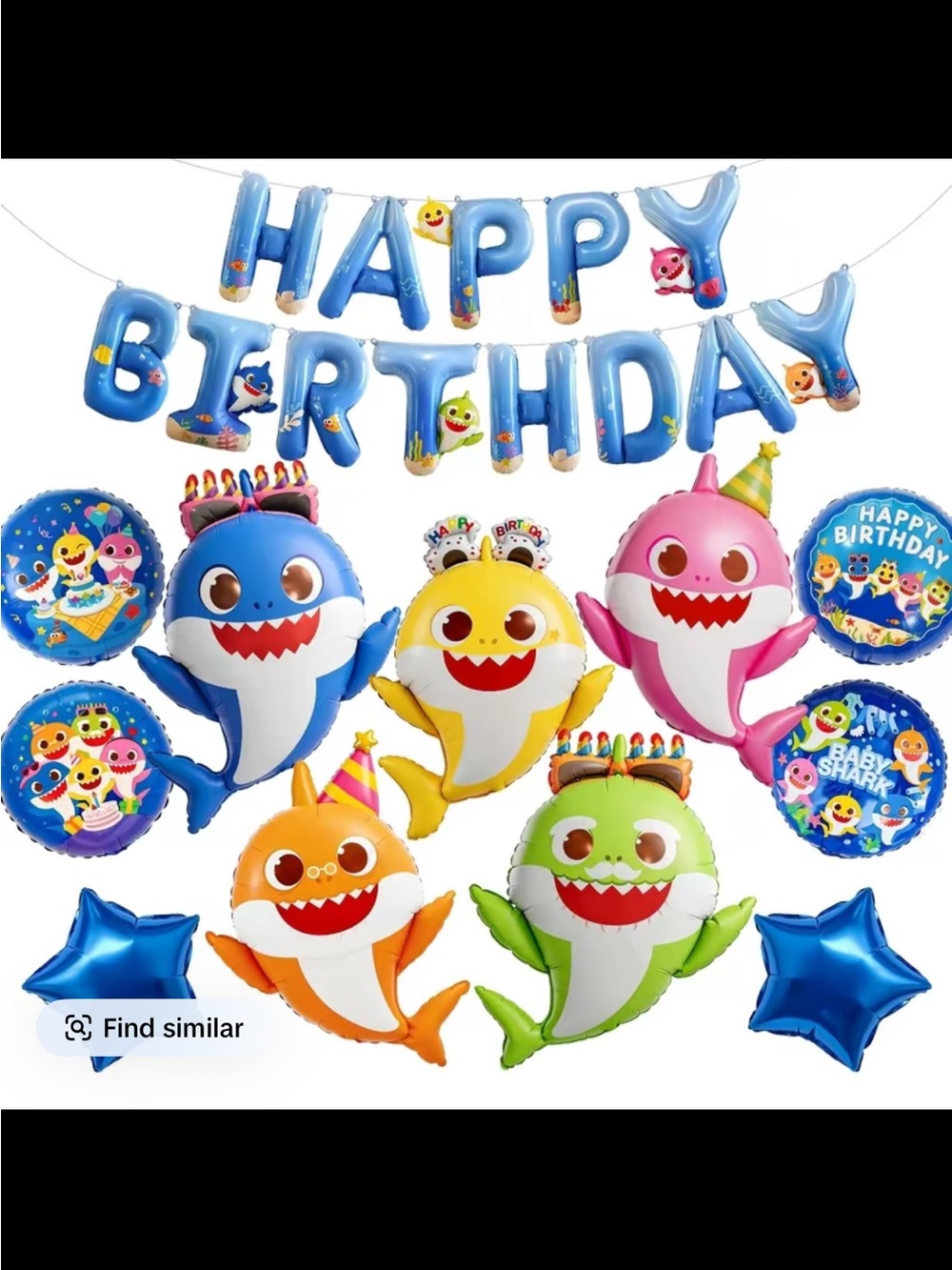 Happy Birthday Balloon Set - Blue, Yellow, Pink, Orange, Green